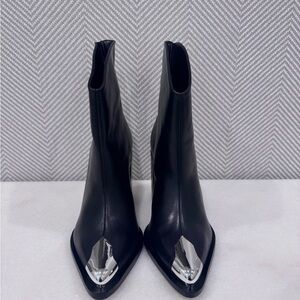 SCHUTZ Black Ankle Boots with Silver Accents